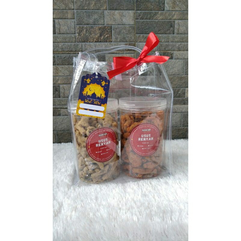 

Usus Renyah Toples Ukuran 1.000 ml, berat masing masing 300gr.