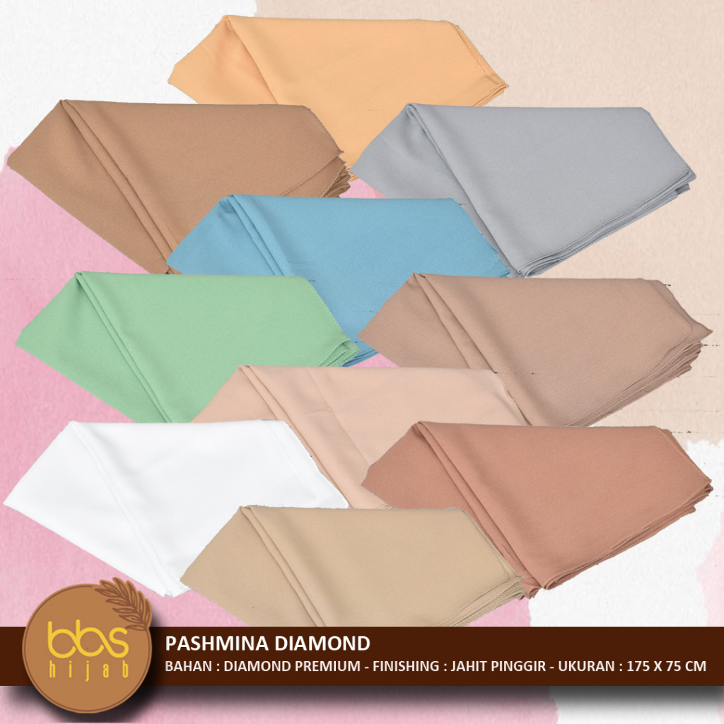 PASHMINA DIAMOND PREMIUM PASHMINA DIAMOND CREPE JAHIT PINGGIR PASHMINA DIAMOND ITALIANO POLOS PASHMINA SABYAN