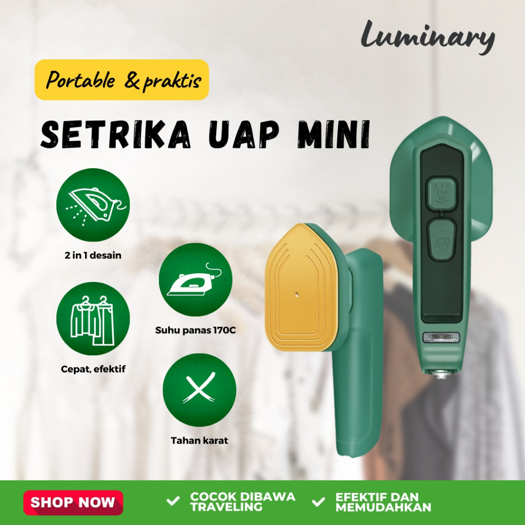 Setrika Uap Mini Portable Travel 360 Derajat Mudah Dan Simple Praktis Steamer Ironing Handheld Iron Cepat Panas Bisa Spray