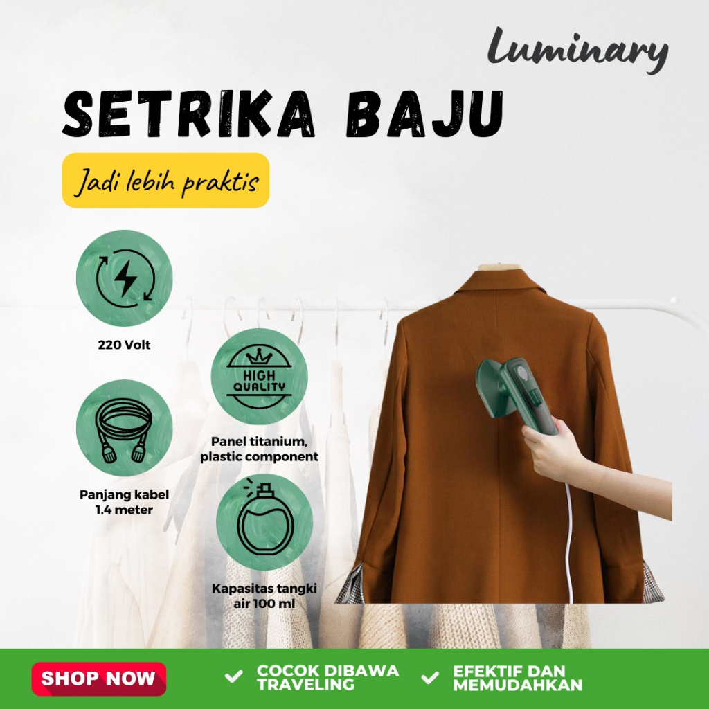 Setrika Uap Mini Portable Travel 360 Derajat Mudah Dan Simple Praktis Steamer Ironing Handheld Iron Cepat Panas Bisa Spray