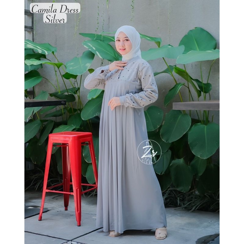 CERUTY DRESS CAMILA  by ZR syari gamis remaja kotak kombinasi itycrepe mix jaguar ZR Anya Zahra