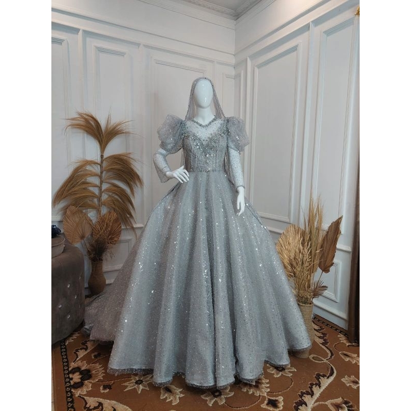 GAUN PENGANTIN  BERBY BEREKOR//GAUN MODREN | GAUN PAYET BUNGA 3D | BAJU WEDDING MEWAH | BAJU PENGANTIN TERBARU