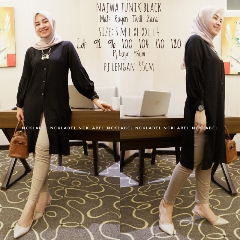 Najwa Tunik Black NCK Label Rayon Twill