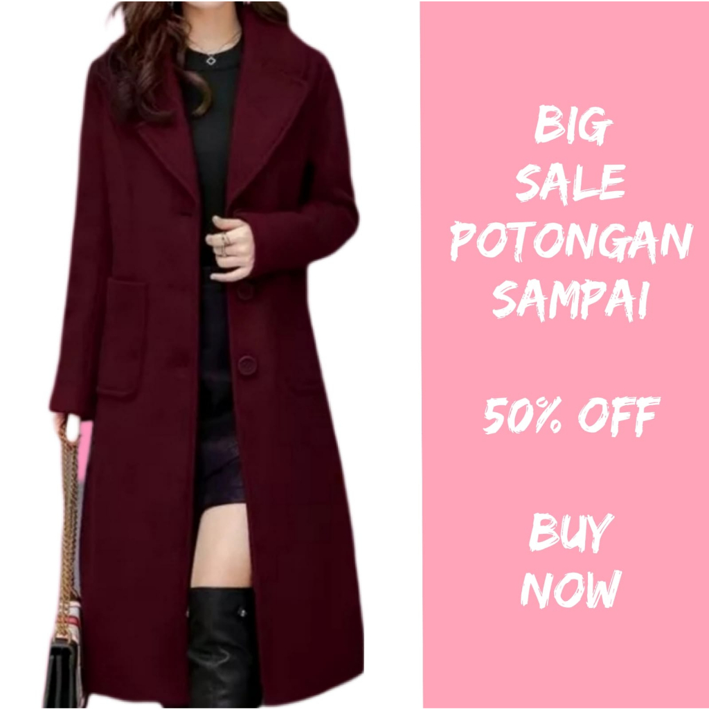 Blazer Wanita Panjang Hitam Korea Style Kekinian Blazer Long Coat Yolla