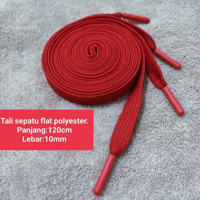 Tali sepatu flat polyester 10mm-120cm.aglet metal