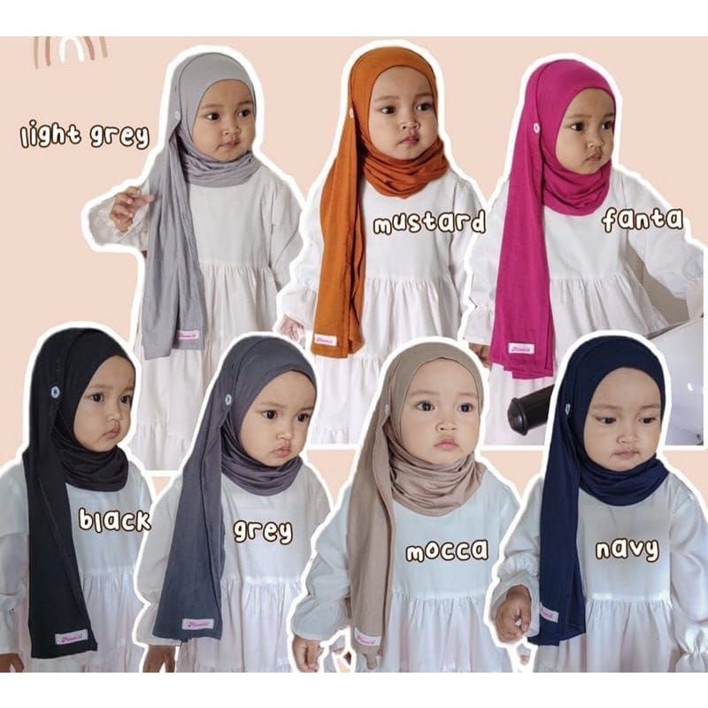 hijab pashmina anak kancing/pasmina kancing anak lucu/pasmina instan anak