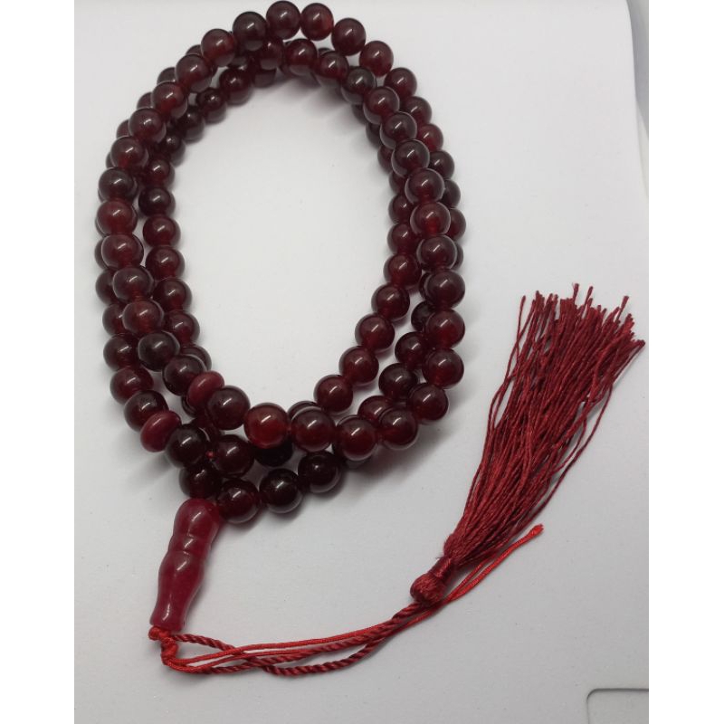 tasbih batu asli merah siam ukuran 8mm 99butir