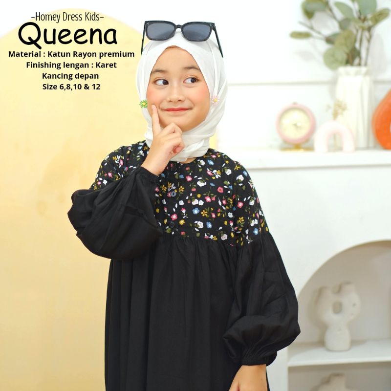 New-Gamis Anak/Homey Dress Anak-Homey Dress QUEENA-Bahan Katun Rayon Premium-Busana Muslim Anak murah