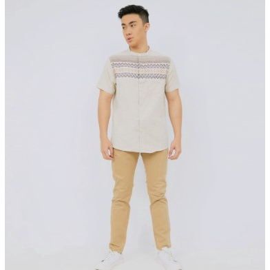 baju koko pendek cream dewasa / baju koko cream lengan pendek / koko tangan pendek warna cream / baj