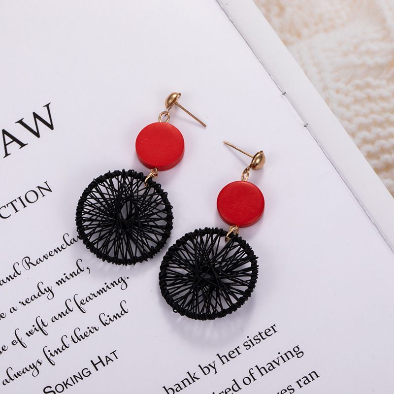 (Hello Girl)E14 Anting Wanita Bulat Jaring Besar Gaya Korea Import