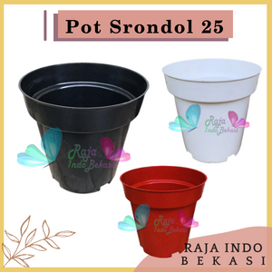 Pot Tinggi Srondol 25 Hitam Bata Putih  - Pot Tinggi Usa Eiffel Effiel 18 20 25 Pot Tinggi 15 18 20 30 35 40 50 Cm pot bunga plastik pot tanaman Pot Bibit Besar Mini Kecil Pot Srondol