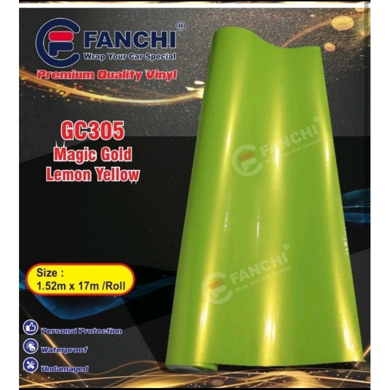 GC-305/FC-305 Sticker Mobil Magic Gold Lemon Yellow Color Flip Volcano GREY Merk FANCHI UK.1.52M X 17M/ROLL (STICKER NO.1)