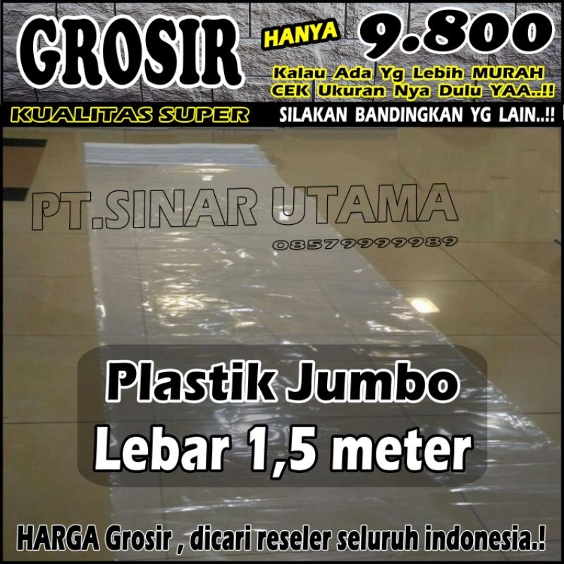 Plastik Bening Double Lebar 1,5 meter 2 Lapis Sisi Rangkap Sarung Vacum Cor Kantong Roll Meteran T