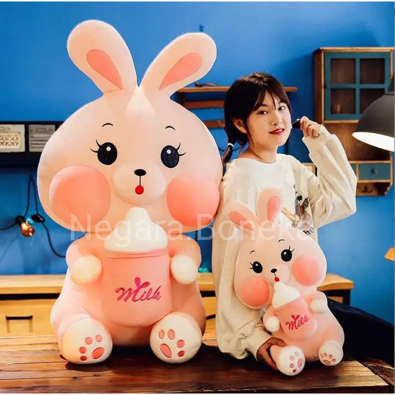 Boneka kelinci cute Rabbit milk bottle lucu 50CM Super lembut Mainan anak berkualitas SNI