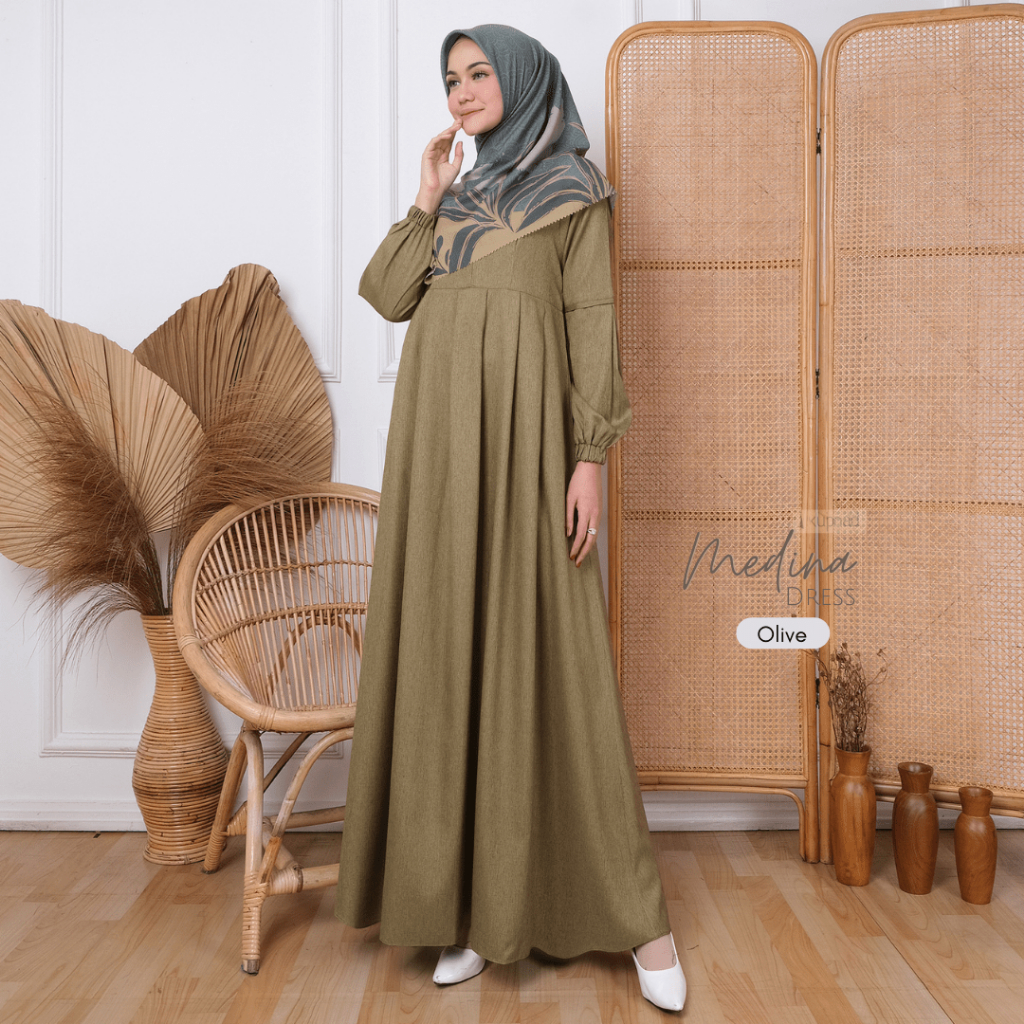 KUPNAD Gamis Premium Polos Katun Madina adem nyaman - Medina Dress by KUPNAD bikin kamu terlihat cantik