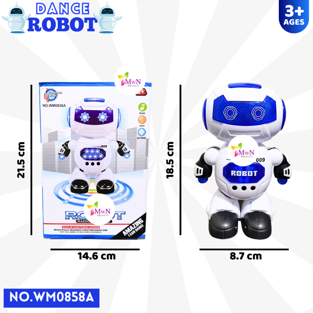 mwn.toys Mainan Dance Robot Putih Biru No WM0858A