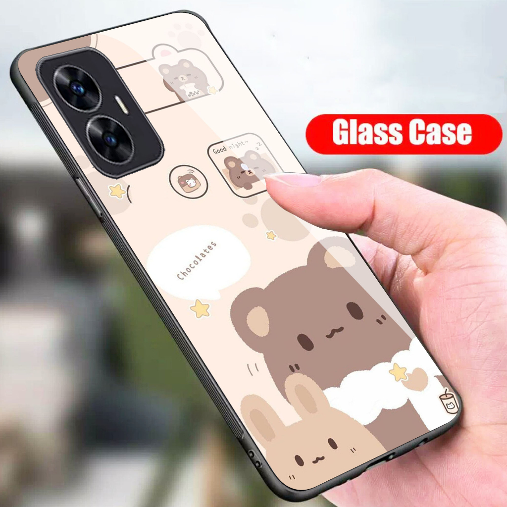 (GC 113) Softcase Kaca Realme C55 - Kesing hp Realme C55 - Case Cantik Realme C55 - Case Kekiian Rea