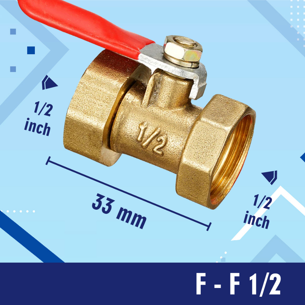 BALL VALVE / STOP KRAN / KERAN KUNINGAN FEMALE TO FEMALE F-F  1/4 1/2 3/8 1/8 ball valve air panas dingin