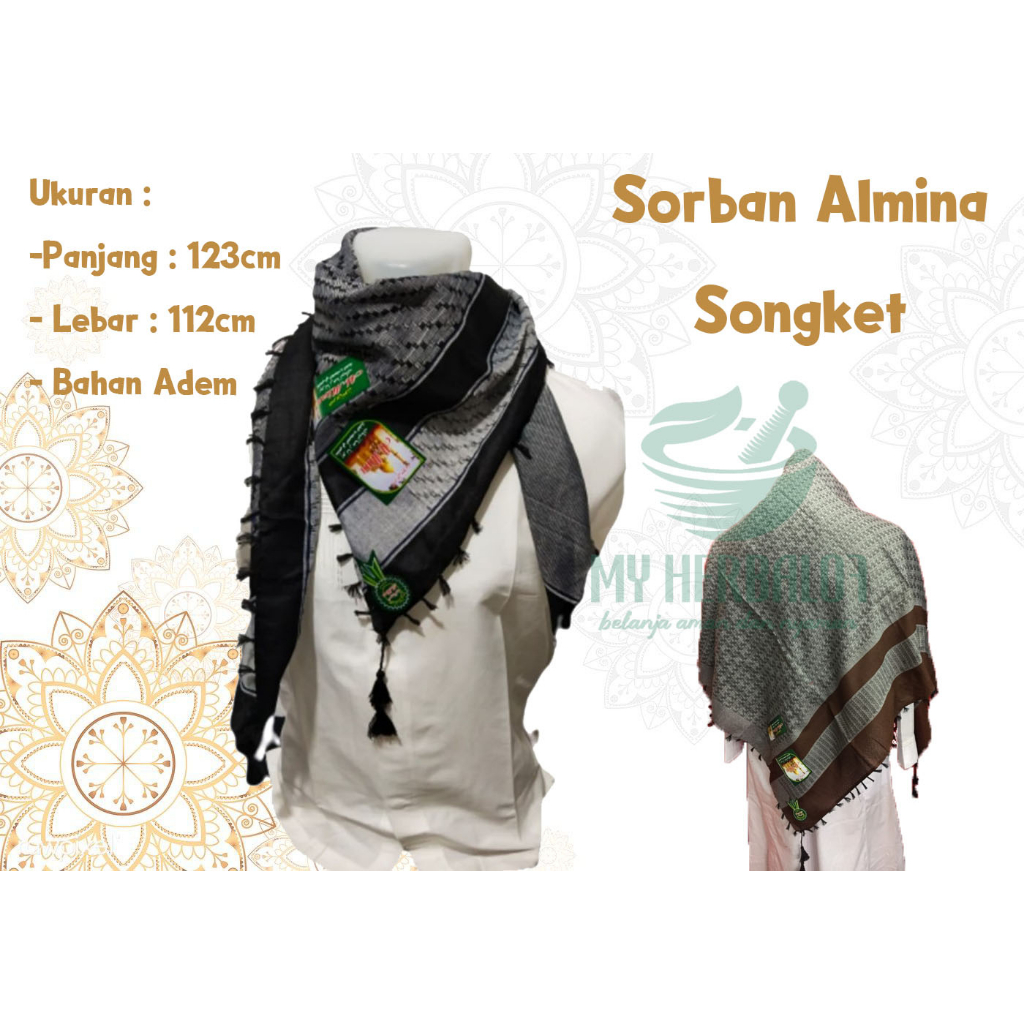 Sorban Murah Berkualitas / Sorban Sholat Pria / Sorban Motif / Sorban Abuya / Sorban Almina Songket 