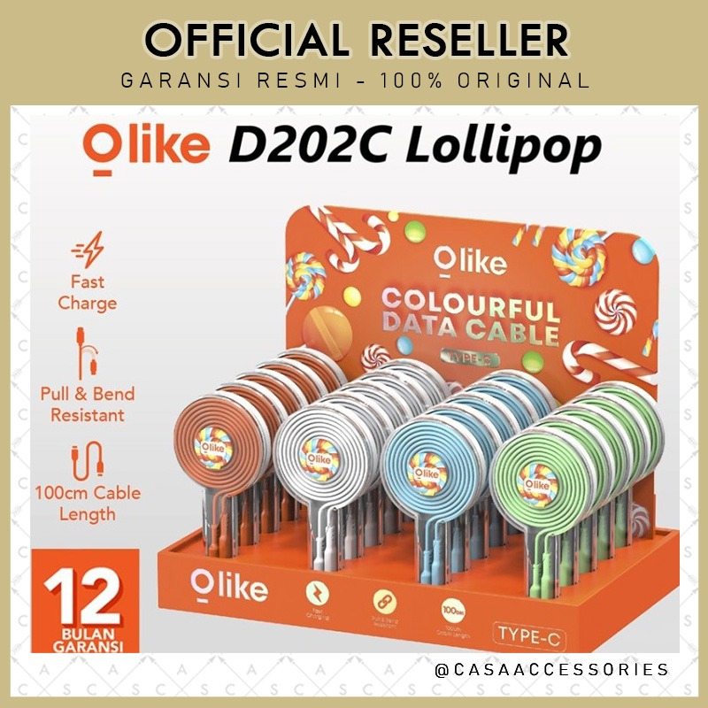 Olike D202C USB-C Colorful Lollipop Kabel Data Cable 1M - (1 BOX)