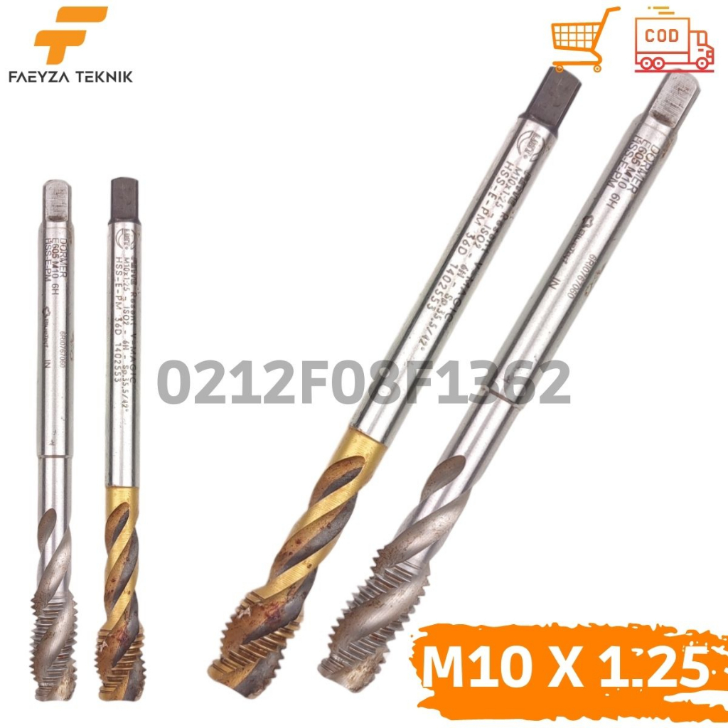 Hand Tap M10 x 1.25 Spiral Tap Baut 14 Fette Dormer Bukan OSG Yamawa