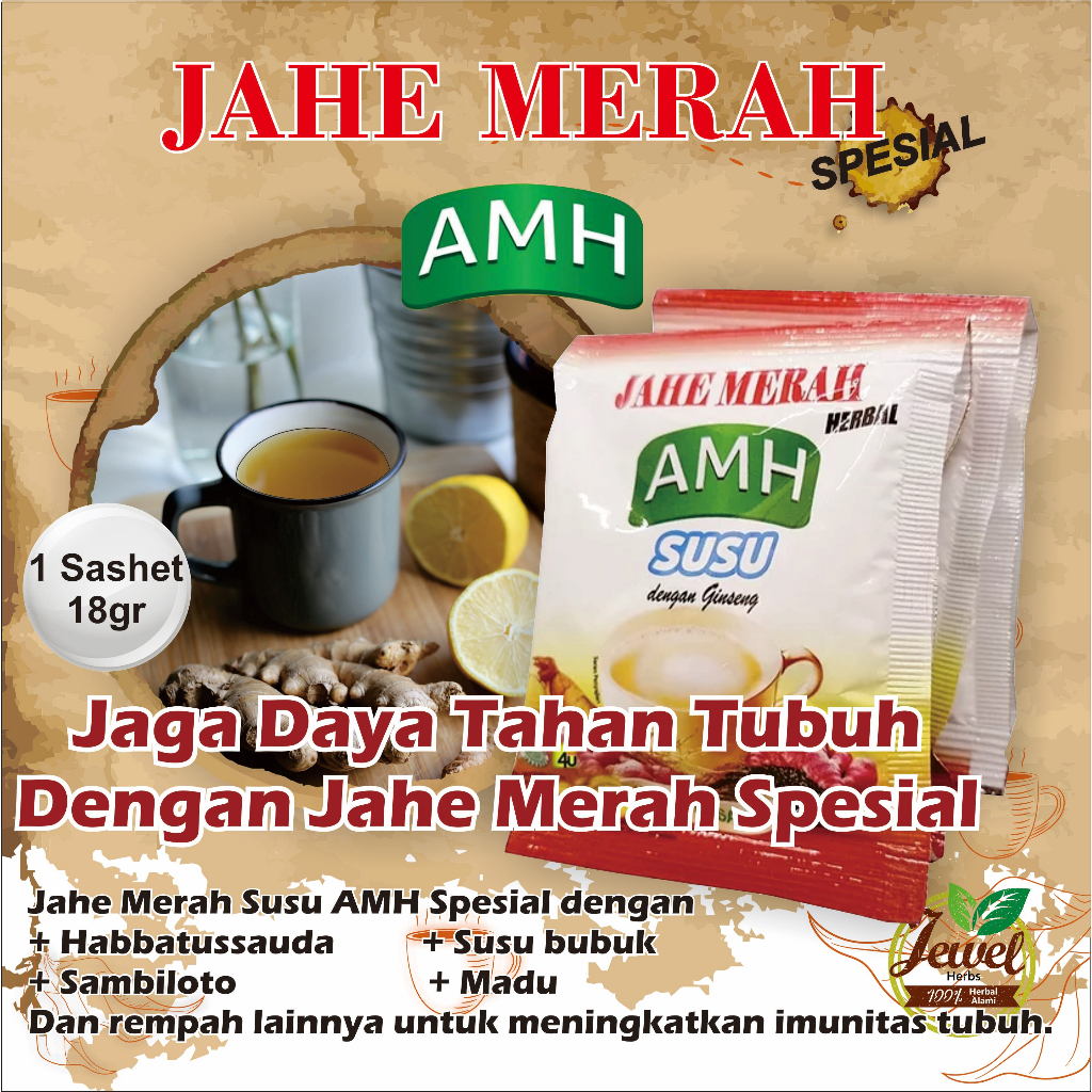 

Jahe Merah Spesial Susu Original AMH | Jahe Merah Plus Habbatusauda, Ginseng, Madu