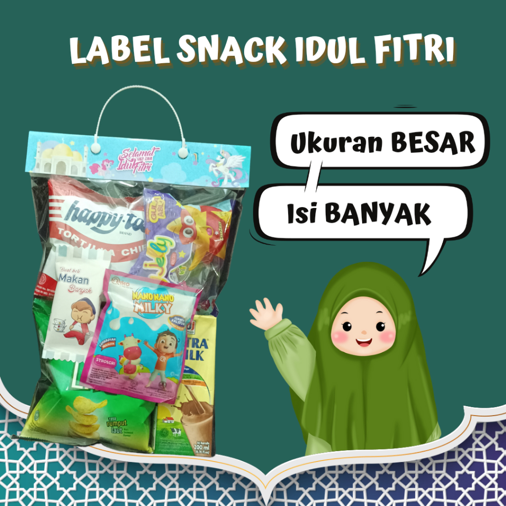 

Plastik Label Snack Lebaran Bingkisan Snack Angpau Mini Parcel Idul Fitri