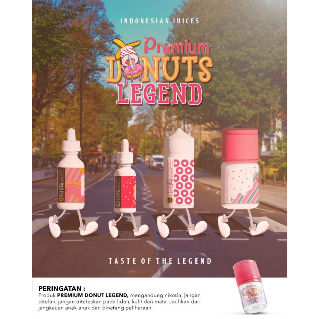 LIQUID PREMIUM DONUTS LEGEND STRAWBERRY BY INDONESIAN JUICES  60ML