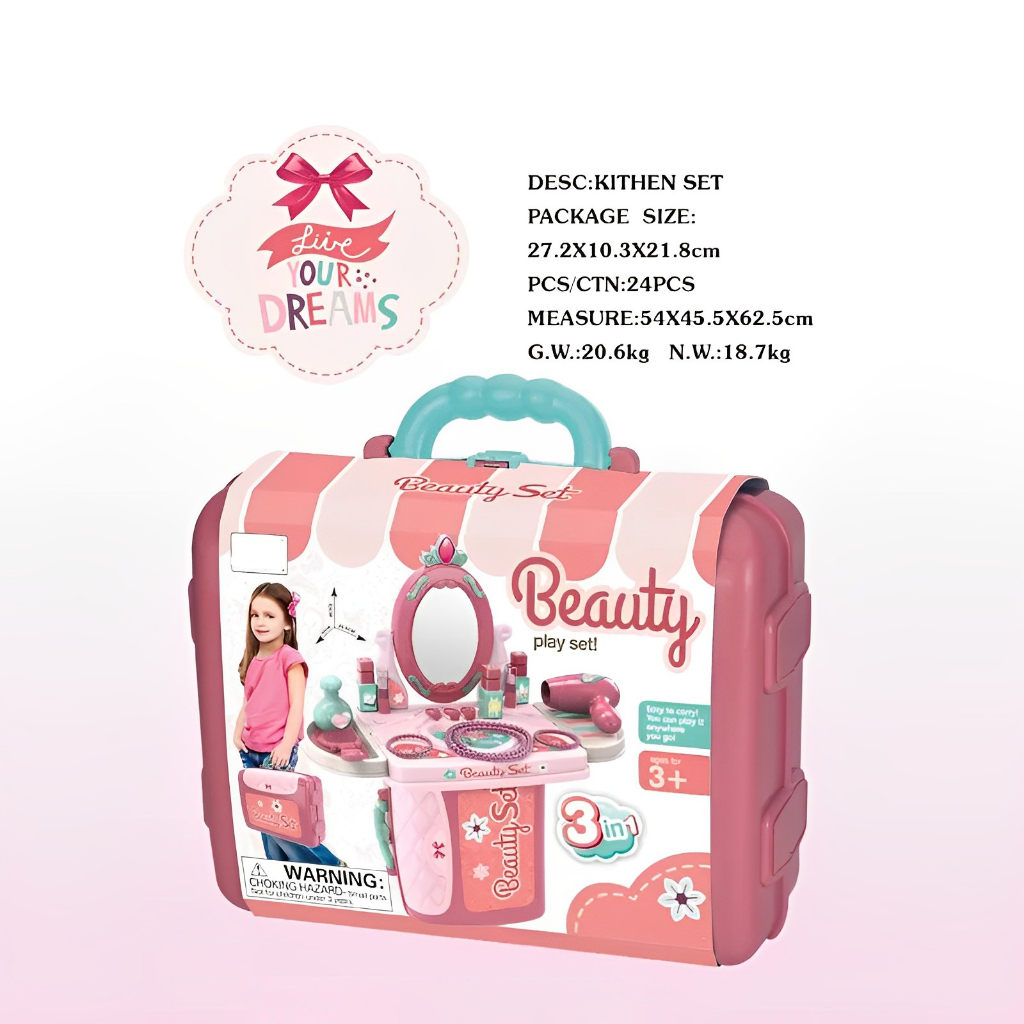 3in1 Beauty Set | Mainan Anak Perempuan Makeup Salon Salonan Terbaru 2023 | Hadiah Ulang Tahun Anak Cewek