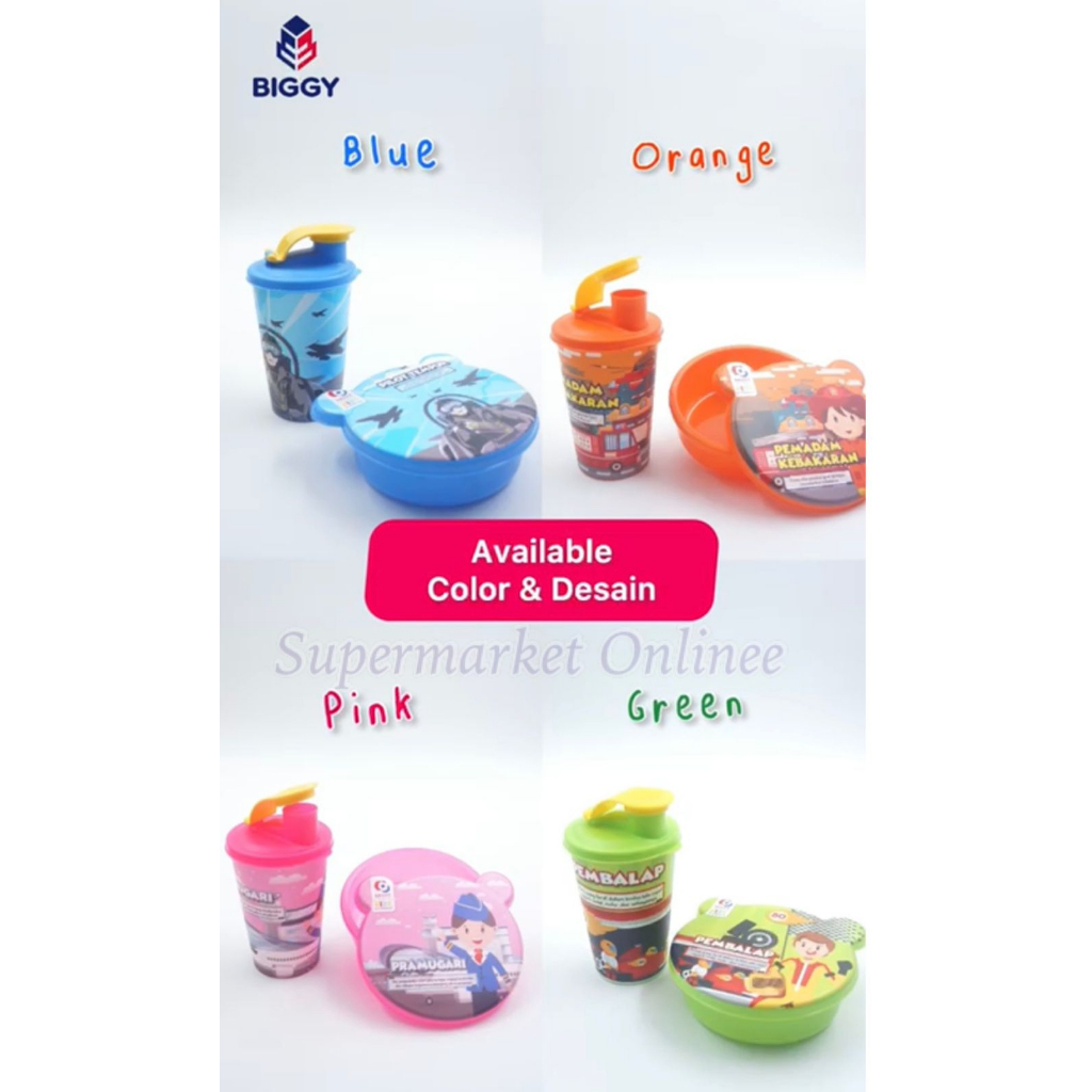 Lunch Box Catania Set + Tumbler Box Kotak Bekal Anak / Tempat Makan Sekolah Bonus Botol Kado Souvenir Ultah