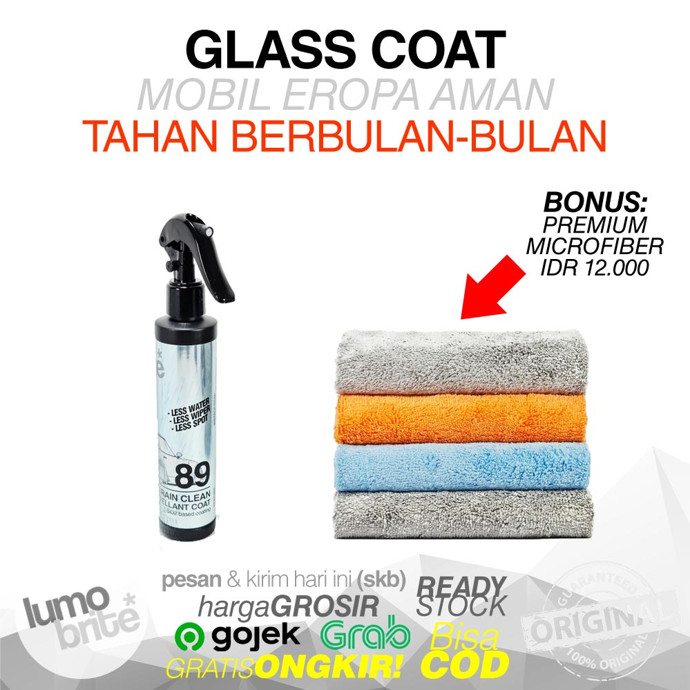 LUMOBRITE 89 Rain Clean Spray Glass Coating Efek Daun Talas Kaca Spion Mobil MURAH