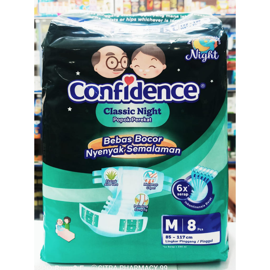 Confidence Classic 𝐍𝐢𝐠𝐡𝐭 𝐔𝐤𝐮𝐫𝐚𝐧 𝐌 𝐢𝐬𝐢 𝟖𝐩𝐜𝐬 - 𝐏𝐨𝐩𝐨𝐤 𝐏𝐞𝐫𝐞𝐤𝐚𝐭 Dewasa dan Lansia