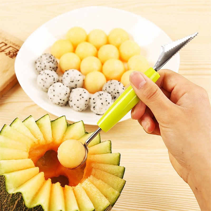 Pisau Ukir Hias Buah Bulat 2 Sisi / Stainless Steel Fruits Carve Knife Serutan Buah / Alat Pengupas Buah 127