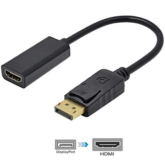 FSU Kabel Adaptor Converter Display Port Male to HDMI Female - DP1IN4 Adaptor ini memungkinkan perangkat laptop atau PC yang masih menggunakan port input bawaan Display Port untuk dapat memiliki port HDMI female to monitor