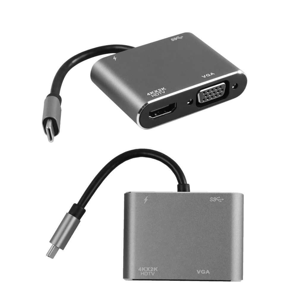 Linkey Adaptor USB Type C to HDMI VGA PD Charging 4K 87W - D87 Adaptor ini memudahkan Anda untuk menghubungkan laptop yang memiliki port USB Type C ke perangkat visual yang memiliki port HDMI, seperti TV, proyektor dan monitor