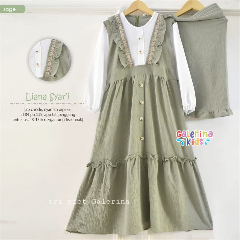 Gamis anak 8 9 10 11 12 13 tahun set jilbab / Gamis syari anak / Gamis anak set jilbab / Liana syari