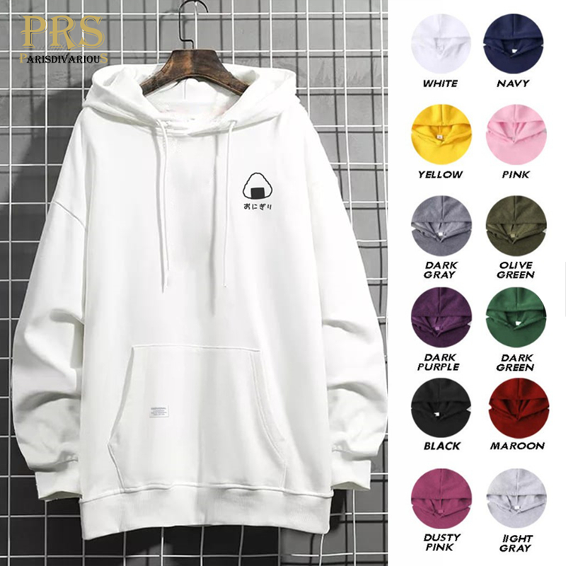 Parisdivarious Sweater Hoodie Jemper Onigiri Bahan Fleece Size S - XXL (Pria &amp; Wanita)