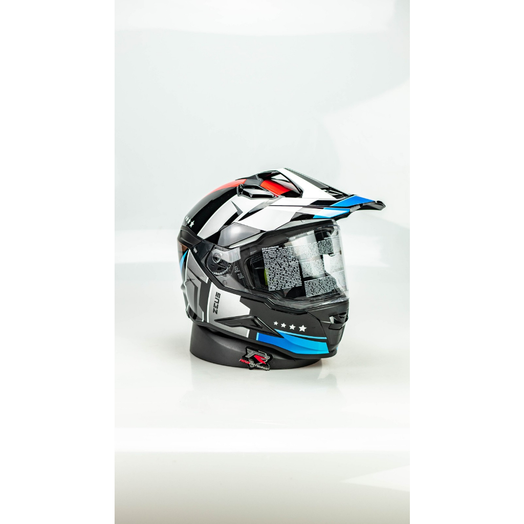 HELM MOTOR Zeus ZS 913 BLACK/ BF3 RED HELM ADVENTURE SUPERMOTO