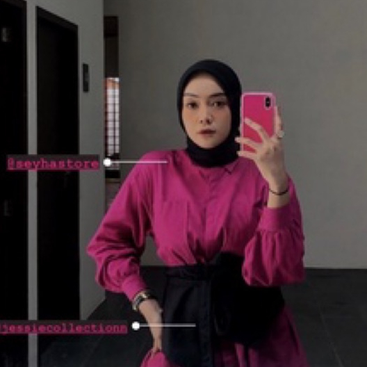SEYHA - Kalinea Top Atasan Wanita Shirt Fushia Kemeja Polos belakang