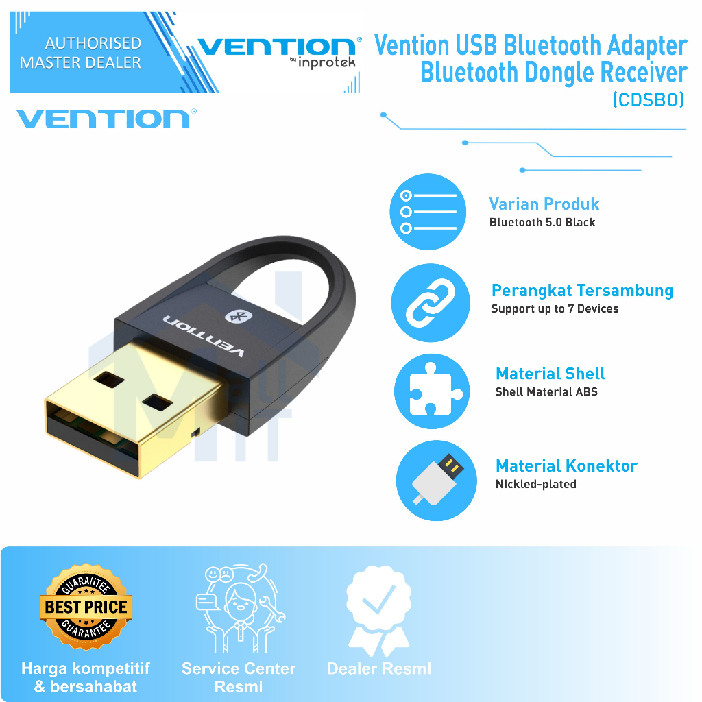 (Bisa Cod) Vention USB Bluetooth Adapter Dongle Receiver for Windows CDS Original