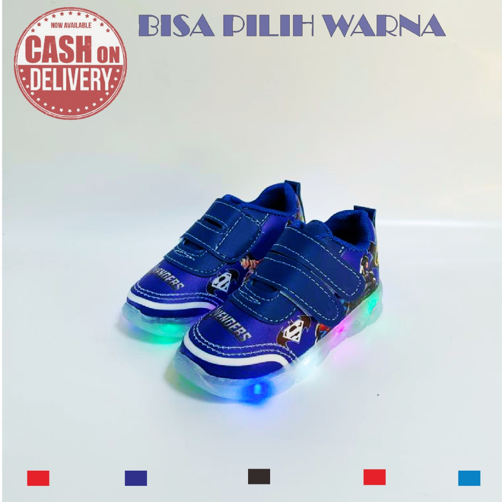 SEPATU ANAK  avennger LED PREMIUM IMPORT BEST SELLER / SEPATU SEKOLAH / SEPATU NYALA / SEPATU MENYALA ANAK