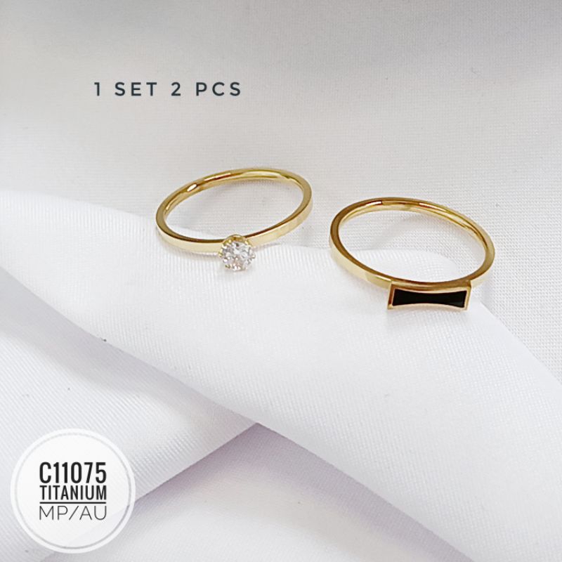 Cincin Titanium 1 set 2 pcs gold C11075