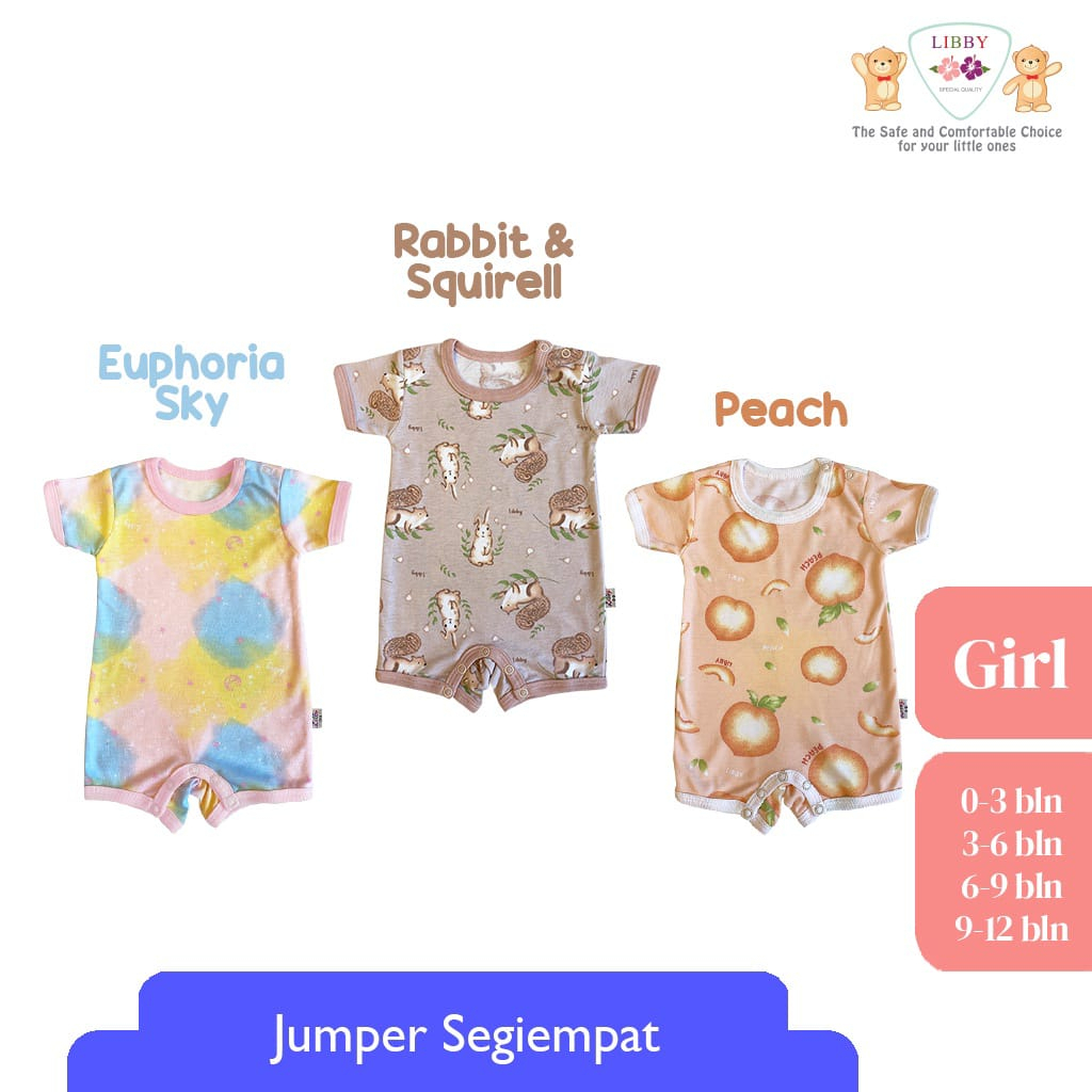 Libby Baju Kodok Segiempat Premium Series Size 0-9M ROMPER BAYI