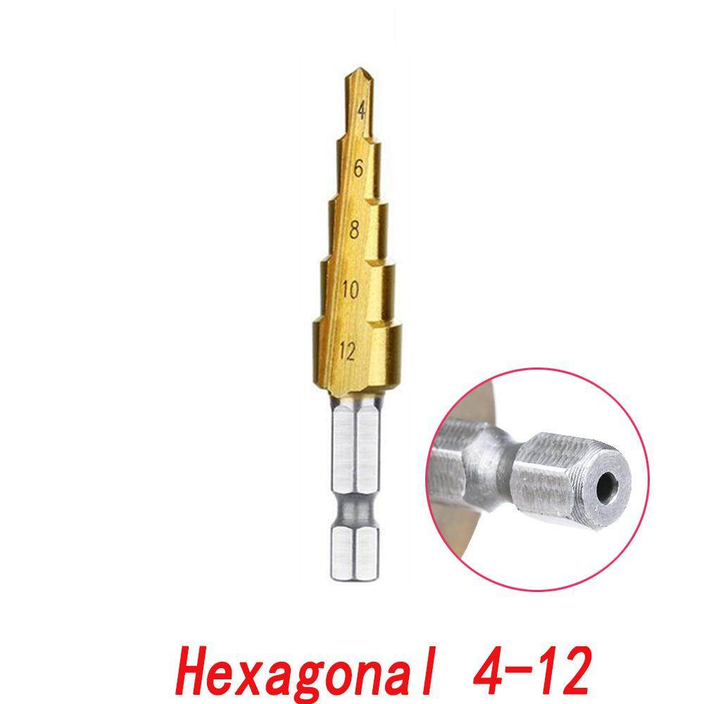 Mata Bor Pagoda Spiral Kerucut Titanium HSS Step Cone Drill Bits Lubang Besi Kayu Plastik dll