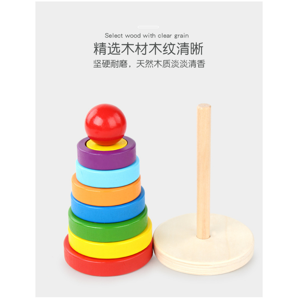 [BIG SALE] Menara Geometri Donat Pelangi | Ring Rainbow Tower | Menara Pelangi Kayu | Mainan Edukasi Anak