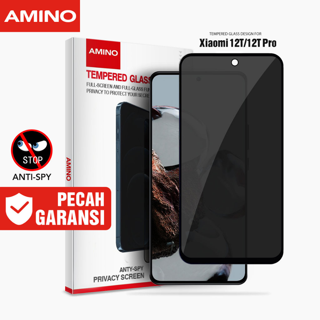 AMINO Anti Spy Tempered Glass Untuk xiaomi 12T / xiaomi 12T Pro Privacy Glass 6.67 inch / Antispy An