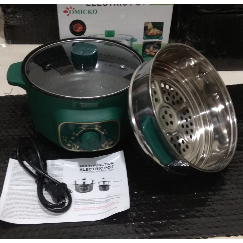 ( KJO ) Panci Serbaguna Portable Multifungsi Electric Fry Pan Anti Lengket Electric / Panci Listrik Lapisan Keramik Teflon / Electric Cooking