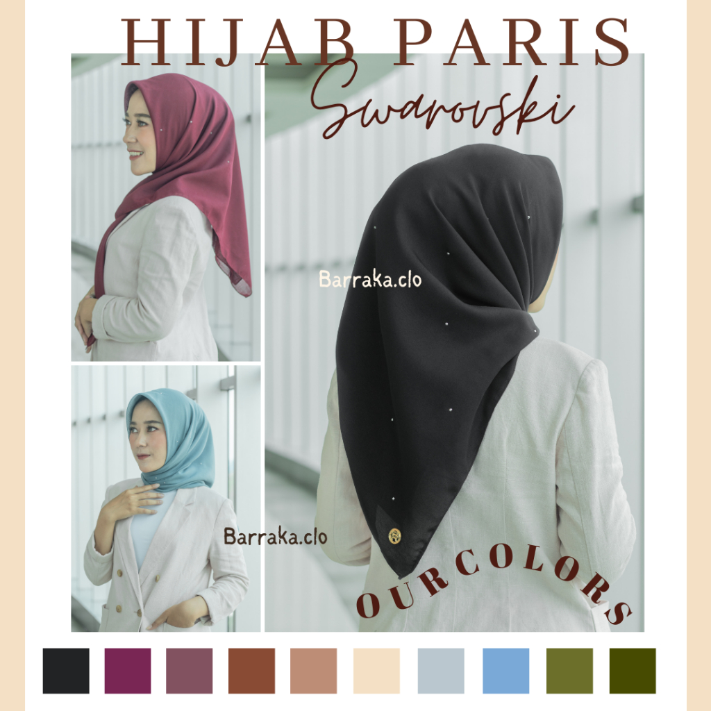 Hijab Paris Swarovski | Paris Payet Tabur | Jilbab Segiempat Mutiara Tabur | Hijab Lebaran