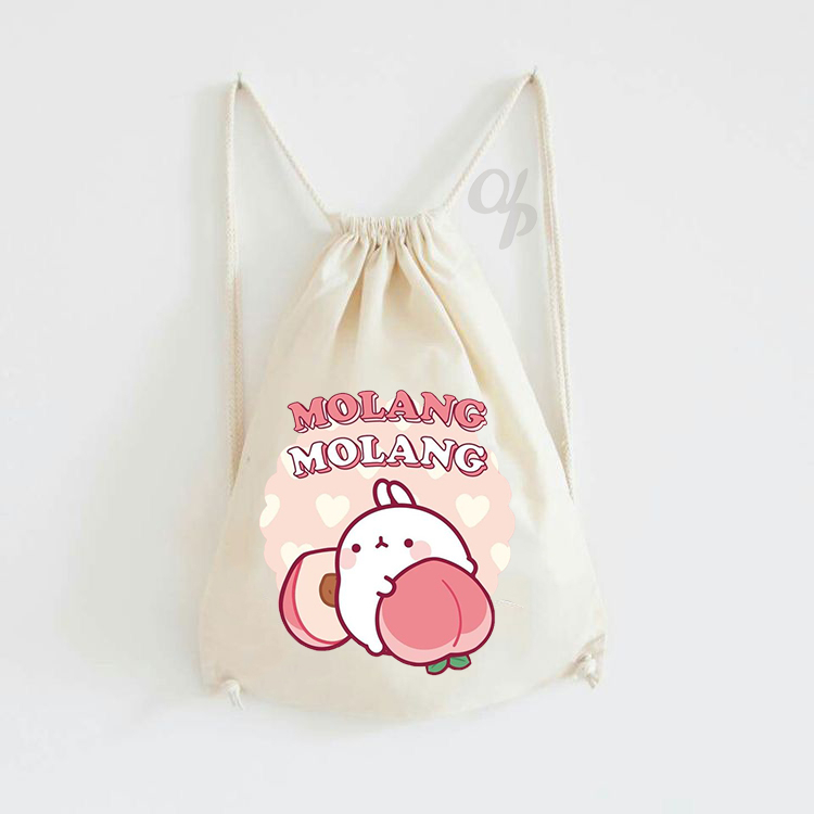 TAS SERUT KANVAS MOTIF Molang UNISEX Batch 3 DRAWSTRING BAG