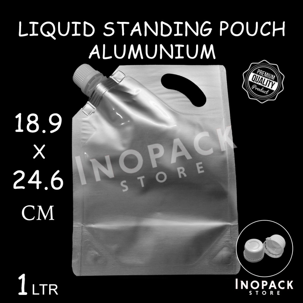Standing Pouch liquid handle Spout Pack Full Alumunium 1lt | Kemasan Minuman 1 Liter